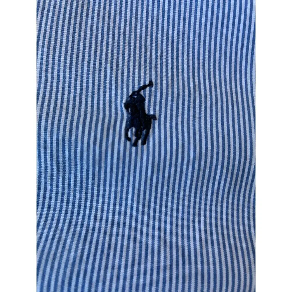 VTG Polo Ralph Lauren pin Stripe Shirt 18 34/35 Yarmouth Oxford Blue Preppy 4XL